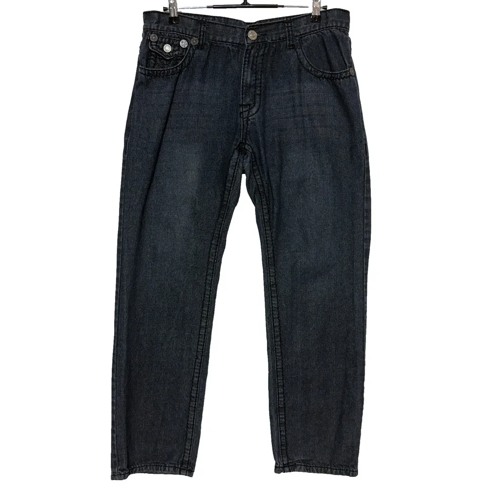 True Religion Joey‎ Jeans Mens 36 Blue World Tour Dark Wash Actual 36X32 USA